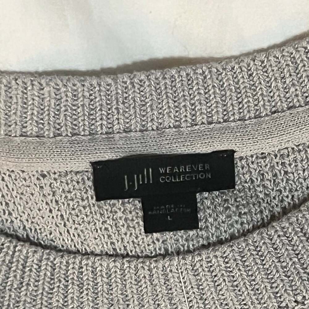 NWT J.Jill Wearever Collection Gray Ribbed Knit Short Sleeve Sweater Tunic